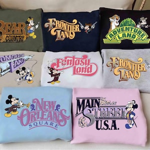 Vintage Disneyland Parks Shirt 90s Shirt For Disney Trip Main Street Usa Tomorrowland Fantasyland Bear Country Adventureland Group Shirts