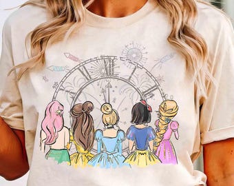 水彩画のディズニープリンセスシャツ、ディズニープリンセスベル、アリエル、シンデレラ、白雪姫のバースデーシャツ、ディズニーワールドプリンセスギフト、女子旅