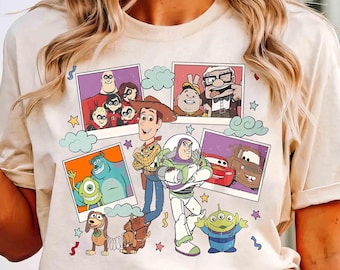 Shirt Disney Pixar-personages, Pixar Fest 2026 Disneyland Polaroid Shirt, Toy Story Disney Up Incredible Pixar Family Disneyland Trip