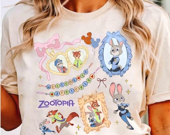 Coquette Bow Watercolor Zootopia Shirt, Judy Hopps Shirt, Nick Wilde Shirt, Retro Zootropolis Disney Tee, WDW Family 2026 Trip Tee