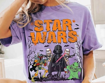 Funny Star Wars Halloween Shirt, Disney Halloween Sweater, Retro Wars Halloween Sweatshirt, Spooky Season Sweater, Vintage Halloween T-Shirt