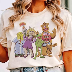 Camiseta ilustrada retro de Disney Muppets Show con foto grupal, camiseta de animales de Kermit, Miss Piggy y Gonzo, camiseta familiar a juego para vacaciones en Disneyland