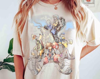 Disney Kingdom Hearts Group Shot Deep Dive Sketch Shirt, WDW Magic Kingdom Trip Unisex Comfort Colors® Tshirt Family Birthday Gift Tee