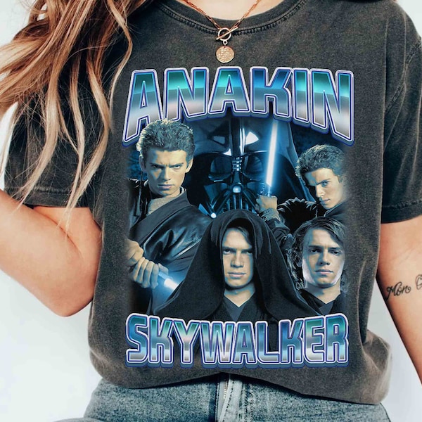 Star Wars Anakin Skywalker Graphic Portrait Poster T-shirt, Darth Vader Dark Side Tee, Galaxy's Edge Hollywood Studios Family Vacation Gift