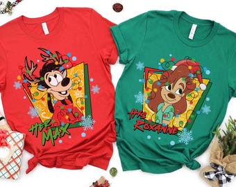 A Goofy Movie Couples Santa Her Max His Roxanne Christmas Light Shirt, Mickey&#39;s Very Merry Christmas Tee, Disney Disneyland Vacation Gift