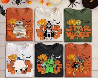 Retro Mai Die Macht Boo Mit Ihnen Star Wars Halloween T-Shirt, Darth Vader R2D2 C3PO Halloween-Kostüm, Galaxy's Edge Hollywood Studios Geschenk