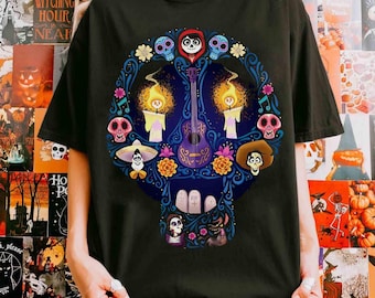 Disney Pixar Coco Sugar Skull Halloween T-shirt, Un Poco Loco, Coco Miguel And Dante Shirt, Disneyworld Ernesto de la Cruz Hector Riveras