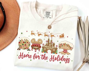 Disney Four Parks Home For The Holidays Gingerbread Christmas Shirt, Epcot Center Tee, Mickey's Very Merry Xmas Party Disneyland Family Trip