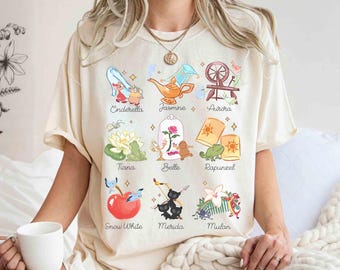 Disney Princess Group Shirts, Cute Aurora Elsa Anna Cinderella Ariel Tee, Disney Bounding Tee, Magic Kingdom Disneyland Holiday Gift