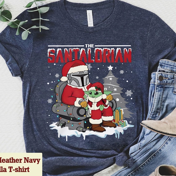 Santalorian Hunter Christmas T-Shirt, Funny Disney Star Wars Xmas Light Tee, Galaxy's Edge Trip, Disneyland Vacation Holiday Party 2024 Gift