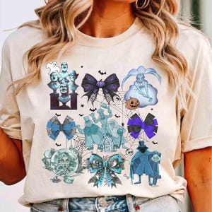 Kokette Bögen Disney Haunted Mansion T-Shirt, Willkommen Dumme Sterbliche, Hitchhiking Ghost, Disney Girl Trip Shirt, Girly Disney Halloween