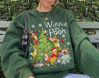 Maglietta di Natale di Winnie The Pooh, Maglietta di Natale Disney, Maglietta di Natale Disney Pooh e i suoi amici, Maglietta con albero di Natale, Festa di Natale 2026