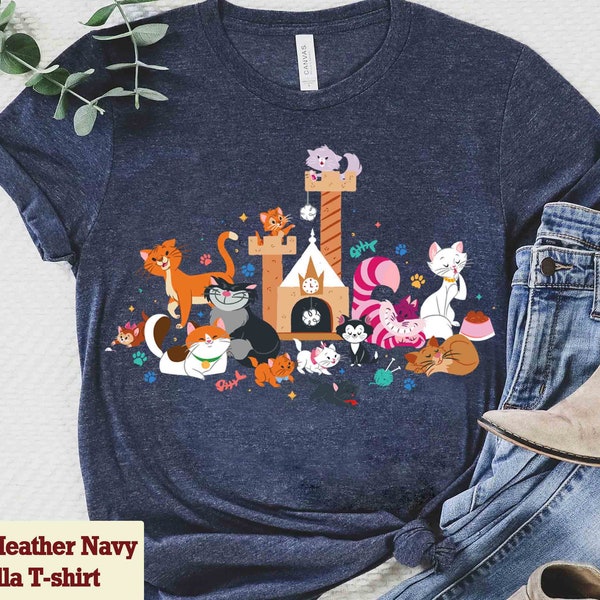 Disney Cats Character Group Kitten Friends T-shirt, Marie Toulouse Berlioz Figaro Cheshire Tee, Magic Kingdom Disneyland Family Gift