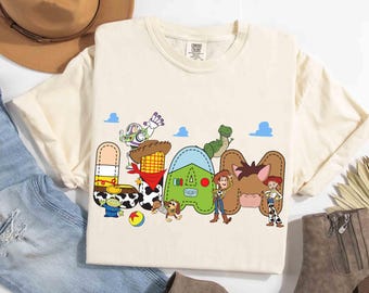Camiseta personalizada con nombre de Toy Story, Woody, Jessie, Bo, Peep y Rex, ideal como regalo para unas vacaciones familiares en Disneyland.