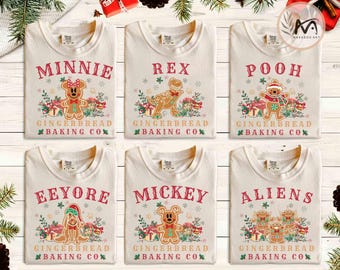Camiseta navideña de la panadería de jengibre de Disney Baking Co., camiseta de la fiesta navideña de Mickey, regalos familiares de Disneyland 2026