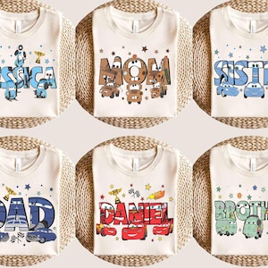 カスタムネーム ディズニー ピクサー カーズ キャラクター グループ シャツ、パーソナライズ MC クイーン トウ メーター サリー Tシャツ、ディズニーランド ファミリー 2025 マッチング シャツ