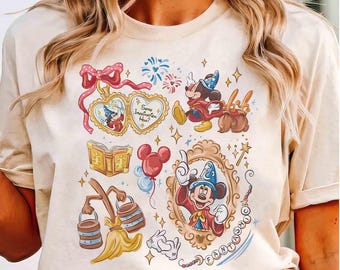 Walt Disney Fantasia Mickey Coquette Bow Watercolor Shirt, Mickey Sorcerer T-Shirt, Fantasia Mickey Tee, Disneyland Family Matching Trip