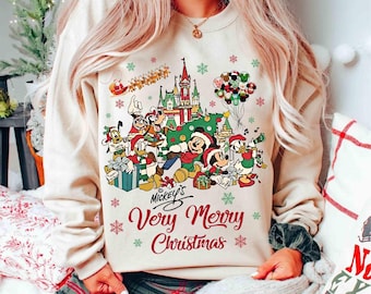 Mickey's Very Merry Christmas Party Family Matching T-Shirt, Disney Santa Mickey And Minnie Xmas Tee, Disneyland Vacation Holiday Gift