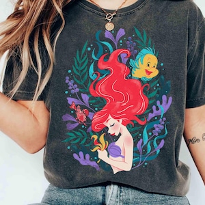 Vintage Die kleine Meerjungfrau Ariel Prinzessin Flounder & Sebastian T-Shirt, Disney Ariel Atlantika T-Shirt, Magic Kingdom Familienurlaub 2025 Reise