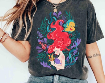 Vintage The Little Mermaid Ariel Princess Flounder & Sebastian T-shirt, Disney Ariel Atlantica Tee, Magic Kingdom Family Vacation 2026 Trip