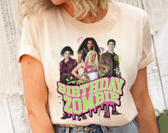 Disney Zombies Characters Squad Birthday Zombie Group Poster Shirt, WDW Magic Kingdom Disneyland Family Vacation Holiday Gift