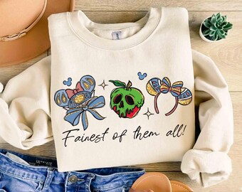Watercolor Coquette Disney Snow White and the Seven Dwarfs Shirt, Disney Evil Queen Fairest Of Them All Tee, Girly Aesthetic Girls Trip 2026