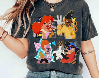 Disney retro jaren 90 A Goofy Movie Characters Group Shirt, Powerline Max Roxanne-T-shirt, Magic Kingdom Disneyland Family Birthday Gift-T-shirt