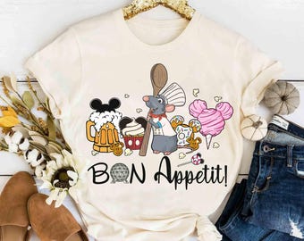 Camiseta Remy Little Chef Bon Appetit del Festival Internacional de Comida y Vino de Epcot 2026, camiseta de Disney Snacking Around The World, viaje familiar a WDW