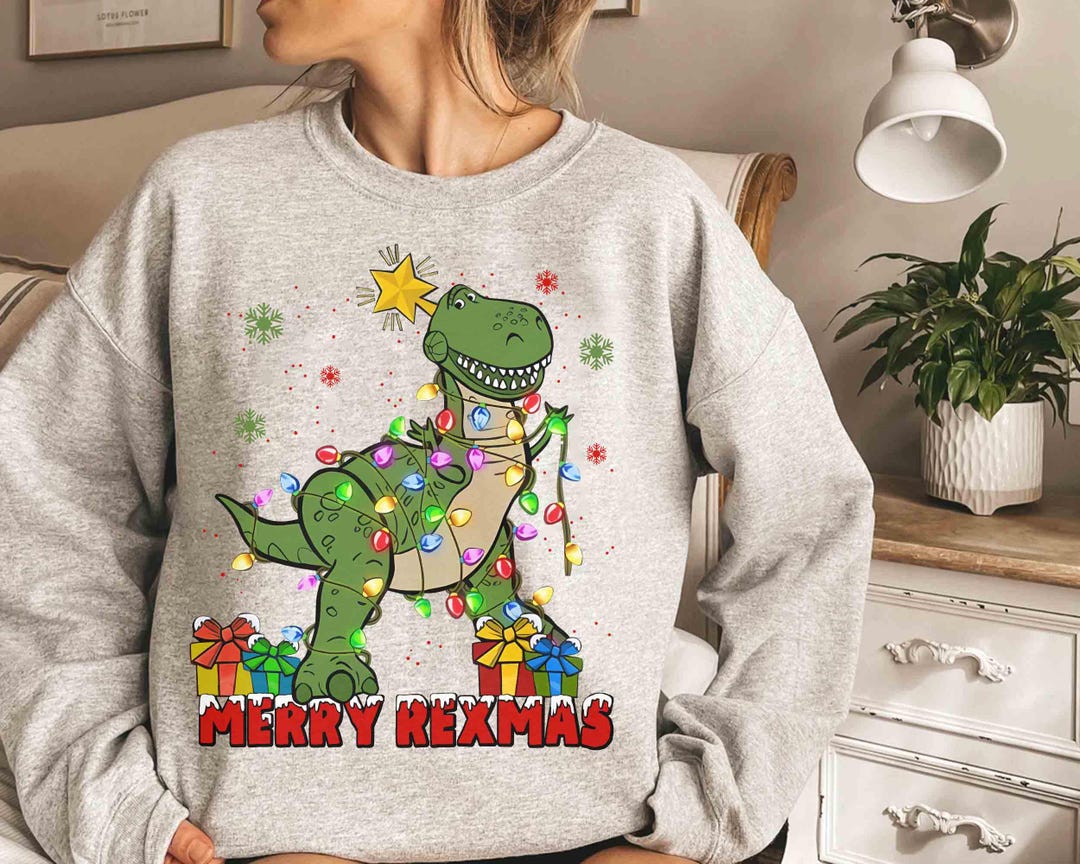 Rexmas Pixar Toy Story Merry Rexmas Rex Christmas Light Shirt, Disney Mickey's ...