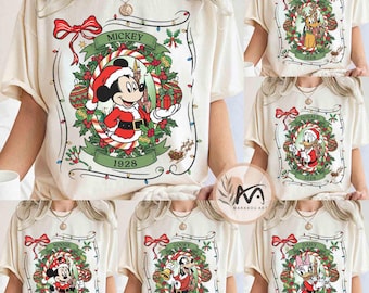 Vintage Disney Mickey & Friends Group Christmas Shirt, Mickey's Very Merry Xmas Party 2026 Tee, WDW Disneyland Family Holiday Trip Gifts
