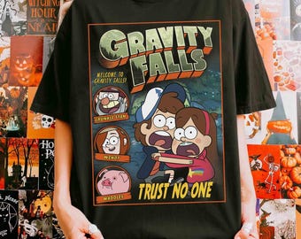 Disney Channel Gravity Falls Trust No One Scared Dipper & Mabel T-Shirt, Gravity Falls Group Tee, WDW Disnneyland Family Trip 2026 Shirt