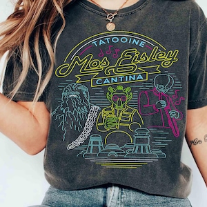 Camisa neón con retrato de Mos Eisley de Star Wars, Galaxy&#39;s Edge Hollywood Studios, unisex, Comfort Colors®, regalo de cumpleaños familiar