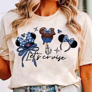 Cute Disney Coquette Bow Let's Cruise T-shirt, Cruise Line Minnie Mouse Girl Cruise Trip, Let's Cruise, Disney Wish Dream Magic Wonder Trip