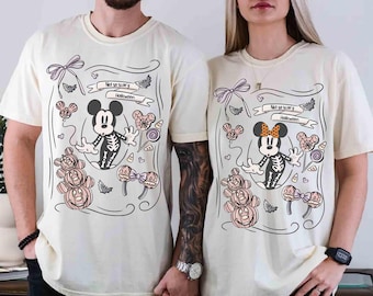 Retro Mickey Minnie Costume Skeleton Couple Vintage Shirt, Disney Halloween Matching Tee, Mickey's Not So Scary Halloween, Spooky Season