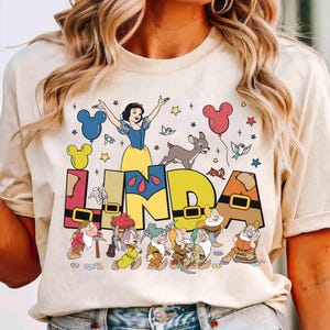 Custom Name Snow White and the Seven Dwarfs T-shirt, Personalized Disney Snow White Princess Movie 2025 Tee, Magic Kingdom Family Trip Shirt