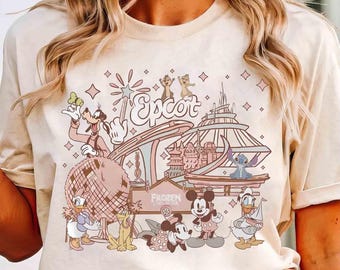 Vintage Micky und Freunde Disney Epcot Comfort Farben Shirt, Disney Epcot Shirt, Disney Trip Shirt, Disney Familien Shirts, Disneyfiguren