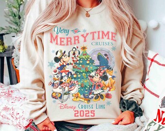 Disney Very Merrytime Cruise kerstshirt, Mickey & Friends Disney Cruise Line-shirt, bijpassende Family Xmas Cruise 2026 vakantiereis T-shirt