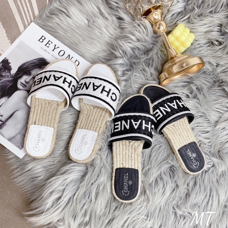 fur chanel slides