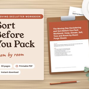 Moving Declutter Workbook Printable: Sort Before You Pack, Room by Room