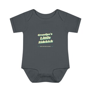 Baby Bodysuit for Grandpa's Little Sidekick, Sweet New Baby Gift or Grandparent Reveal image 4
