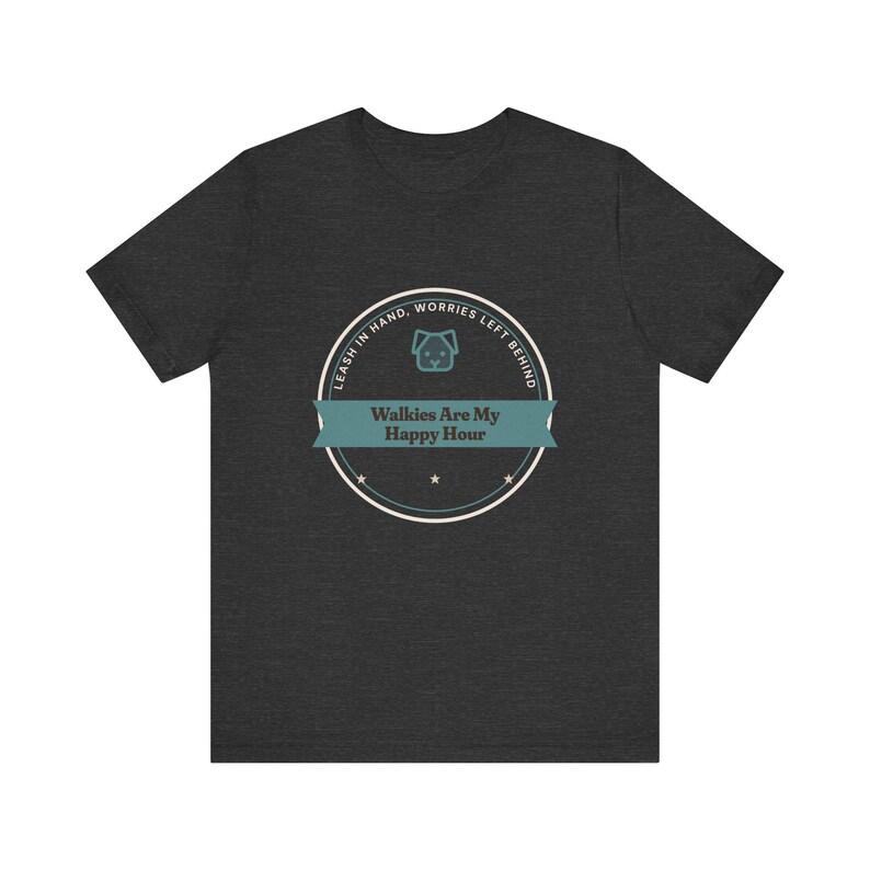 犬の散歩をする人向けTシャツ、「散歩は私のハッピーアワー」、コットンTシャツ（受注生産） 画像 6