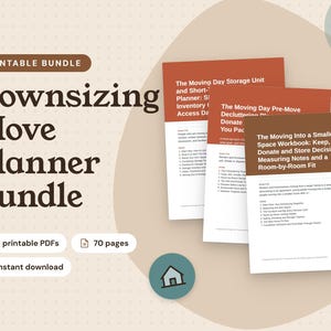 Downsizing Move Planner Bundle: Downsizing Workbook, Pre-Move Decluttering Planner, Storage Unit Planner