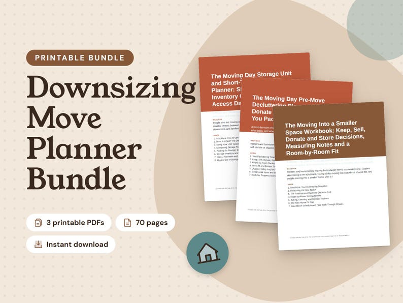 Downsizing Move Planner Bundle: Downsizing Workbook, Pre-Move Decluttering Planner, Storage Unit Planner: bundle cover
