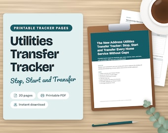 Utilities Transfer Tracker Printable for Movers: Stop and Start Services