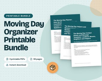 Moving Day Organizer Printable Bundle: Moving Contact Sheets and Message Templates, Moving Helpers and Movers Planner, Moving Day Planner