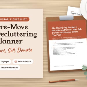 Pre-Move Decluttering Planner Printable PDF for Renters and Homeowners