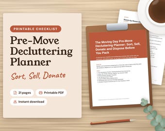 Pre-Move Decluttering Planner Printable PDF for Renters and Homeowners