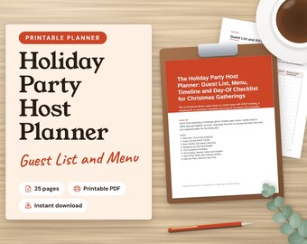 Christmas Party Planner Printable for Home Hosts: Guest List and Menu