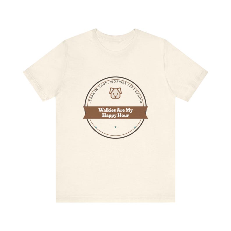 犬の散歩をする人向けTシャツ、「散歩は私のハッピーアワー」、コットンTシャツ（受注生産） 画像 3
