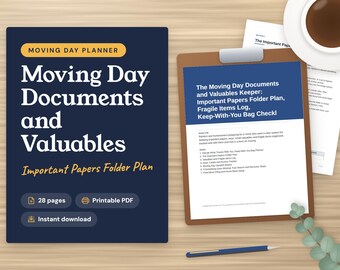 Moving Day Important Documents Folder and Valuables Checklist PDF
